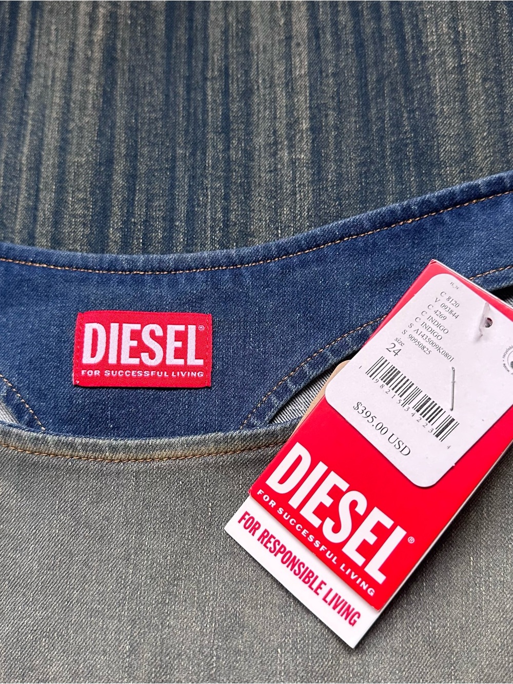 DIESEL | Ombré Washed Denim Pencil Skirt (24) NWT - Picture 5 of 9